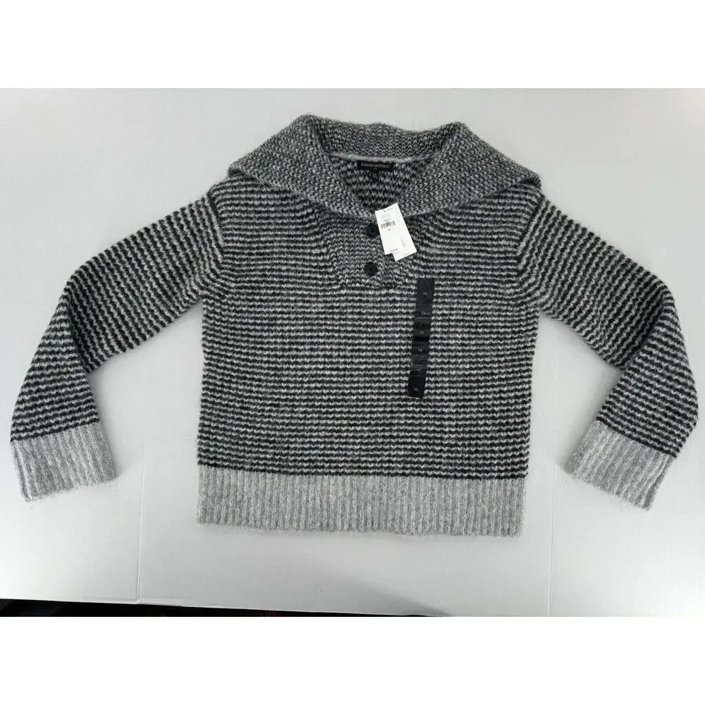 Banana Republic Sweater Sz XS Johnny Collar Wool Striped Preppy Old Money​ - Picture 2 of 14